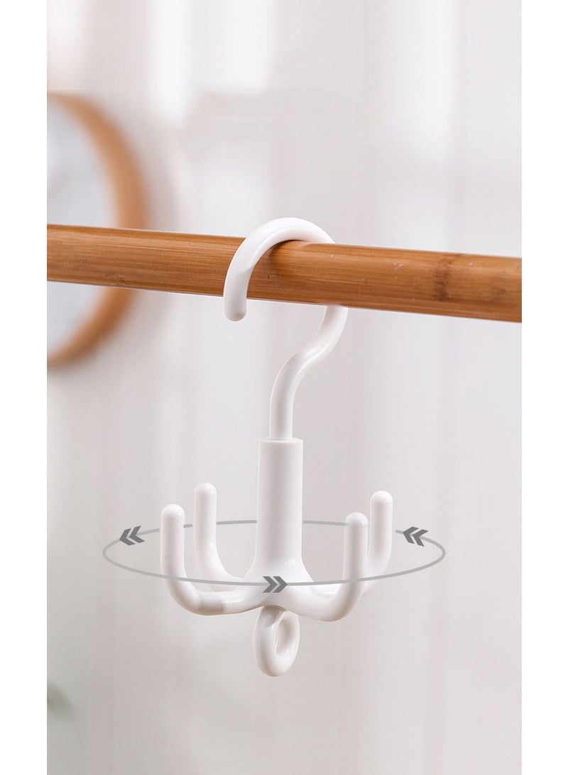 HOMESTAR White 4-Claw Rotating Hook | No-Drill Multi-Hook Hanger | 360° Swivel Design | ABS Rustproof Plastic | 5KG Weight Capacity | For Bags/Ties/Scarves | Non-Slip Secure Grip | Over Door & Wall Mount | Modern Minimalist Style - Image 2
