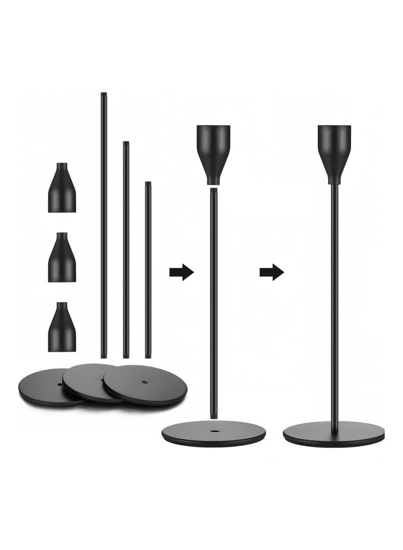 Matte Black Candle Holders Set of 3 for Taper Candles, Decorative Candlestick Holder for Wedding, Dinning, Party, Fits 3/4 inch Thick Candle&Led Candles (Metal Candle Stand) - Image 4