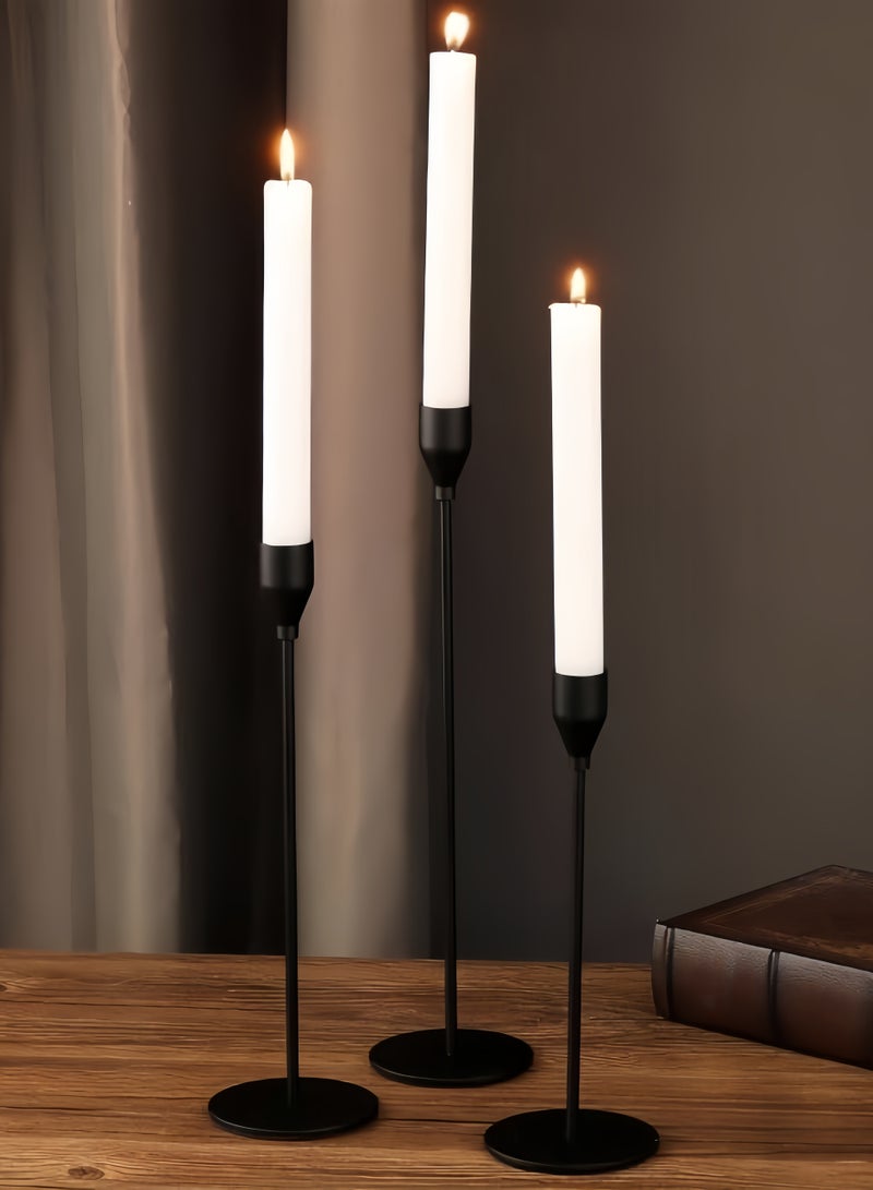 Matte Black Candle Holders Set of 3 for Taper Candles, Decorative Candlestick Holder for Wedding, Dinning, Party, Fits 3/4 inch Thick Candle&Led Candles (Metal Candle Stand) - Image 5