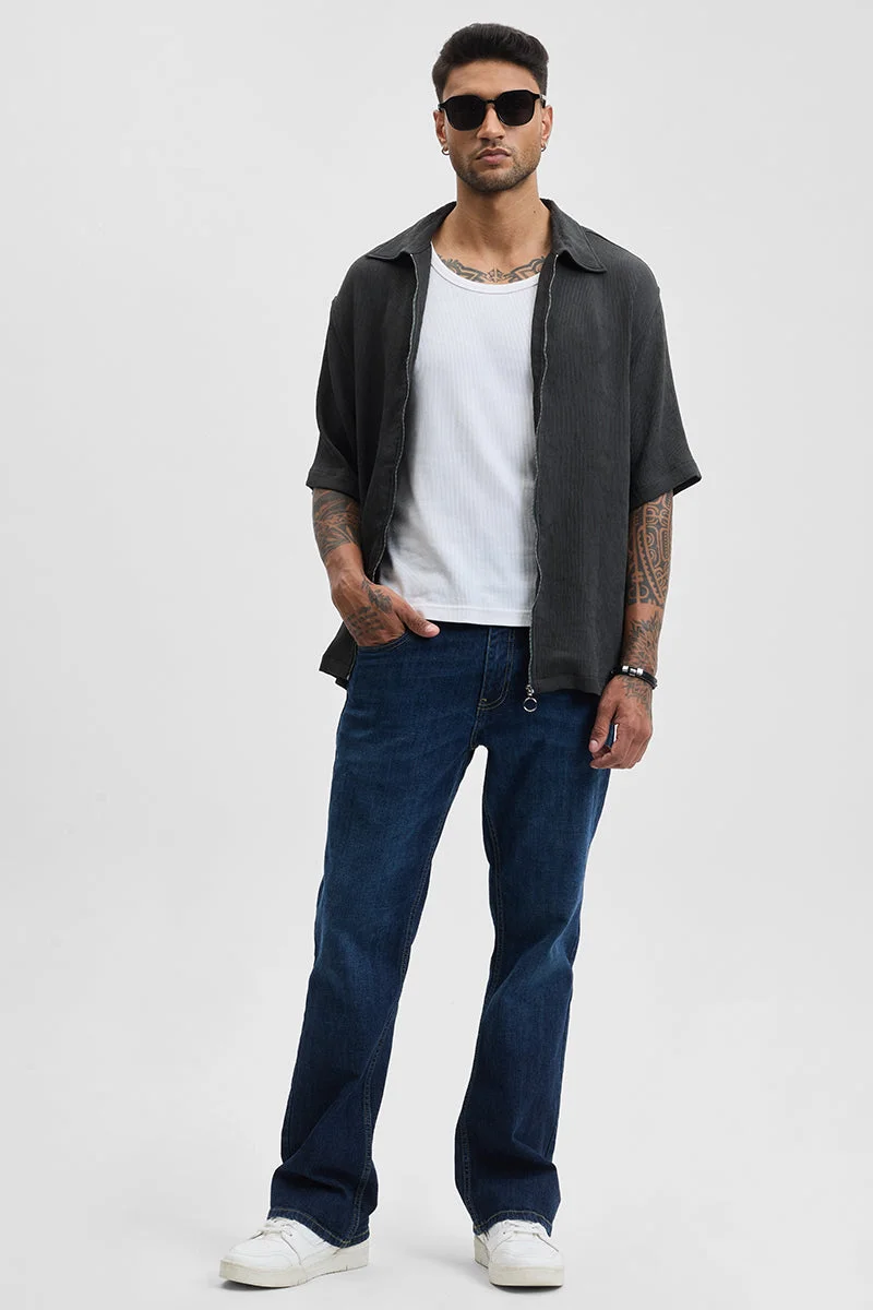 SNITCH Charcoal Grey Oversized Zipper Shirt