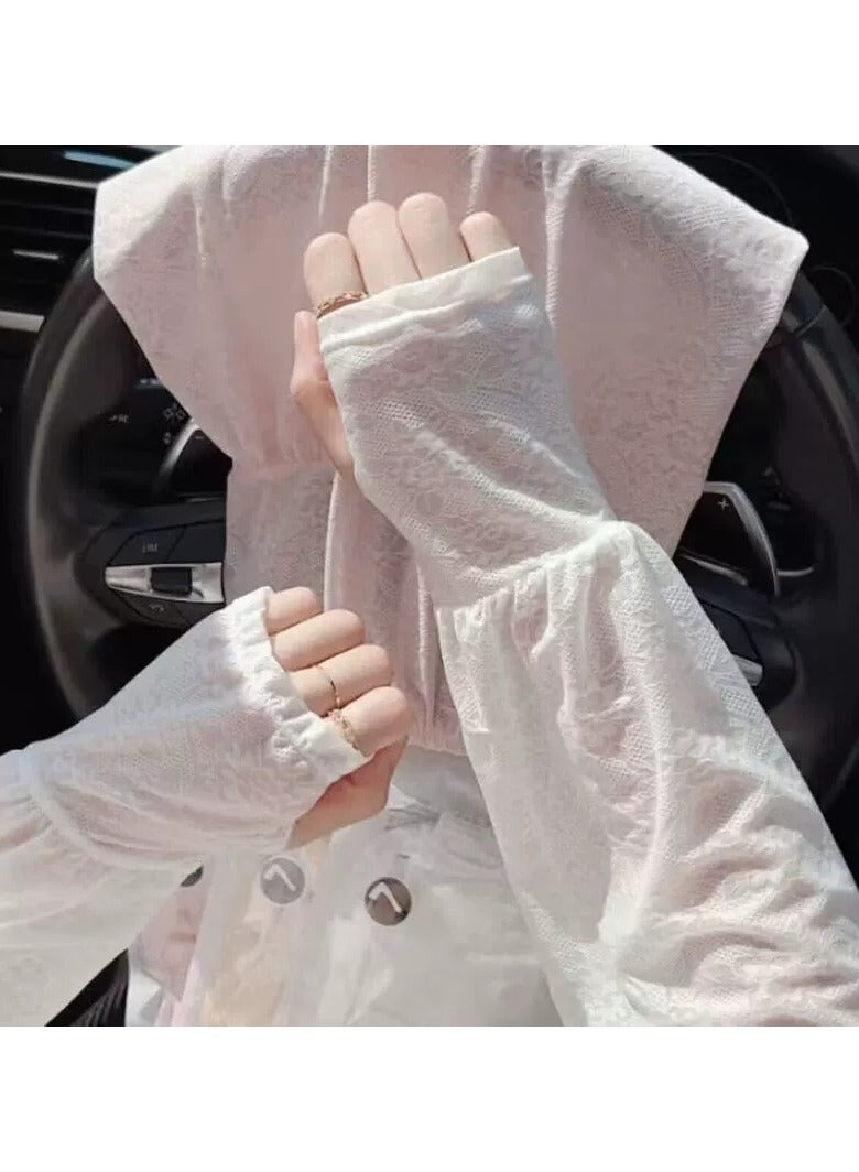 Goolsky Lace Ice Silk Arm Sleeves Women Summer – UV Protection Loose Fit Sun Gloves Driving Outdoor Cooling Sleeves, Trendy - Image 3