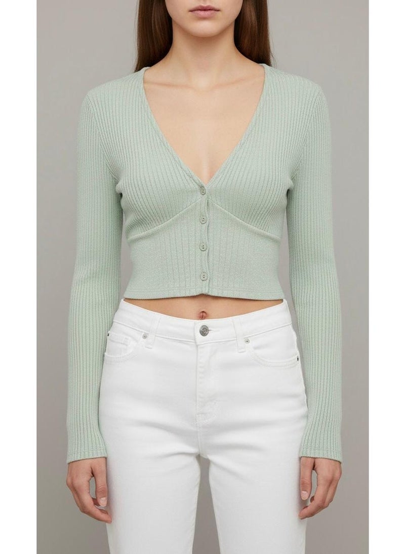 Don't Call Me Jennyfer Women's Ribbed Button-Down Crop Cardigan - Image 1