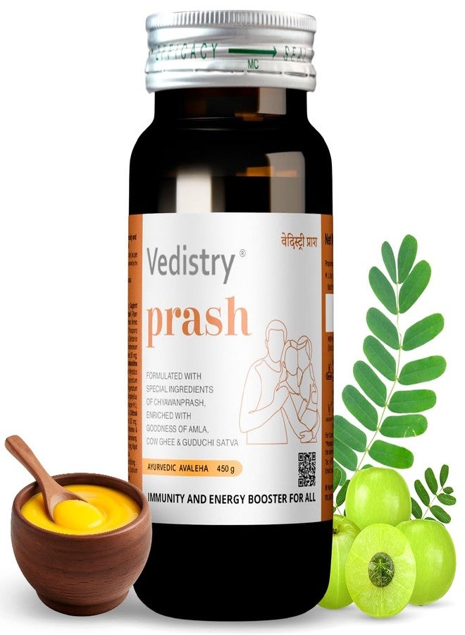 Vedistry Prash Ayurvedic Chyawanprash with Gold, Silver & Pearl | Daily Tonic for Strength, Stamina, Energy & Immunity Booster | Fortified with Amla, Giloy, Pippali & Shunthi | Ayurvedic Vitality, Revitalizer, Support Healthy Bone & Overall Wellness Support - 450 gm (Pack of 1) - Image 1
