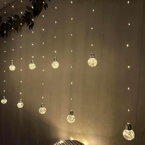 XERGY Wishing Ball Curtain Lights 200 LED Window Curtain String Lights with Remote, USB Battery Powered Twinkle Globe Fairy Lights diwali lights for decoration for home Wedding Party Bedroom Christmas - Image 3
