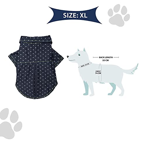 Lulala Dog Dress – Bobby Print Summer Sundress with Polka Dot Denim Skirt, Contrast Stitching Pet Outfit for Dogs Cats Puppies (18Inch, Navy Blue) - Image 5