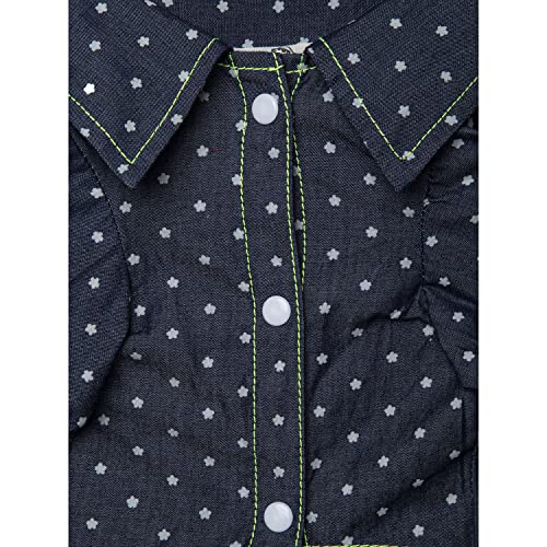 Lulala Dog Dress – Bobby Print Summer Sundress with Polka Dot Denim Skirt, Contrast Stitching Pet Outfit for Dogs Cats Puppies (18Inch, Navy Blue) - Image 3