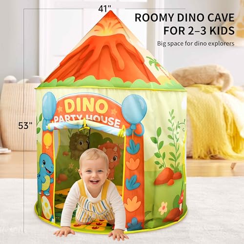 Amplov LED Dinosaur Play Tent for Kids 53 41 Light Up Pop Up IndoorOutdoor Playhouse Fort with Carrying Bag Foldable Dino Pretend Play Tent for Toddlers Ages 35 Ideal Gift for Ages 39 - Image 5