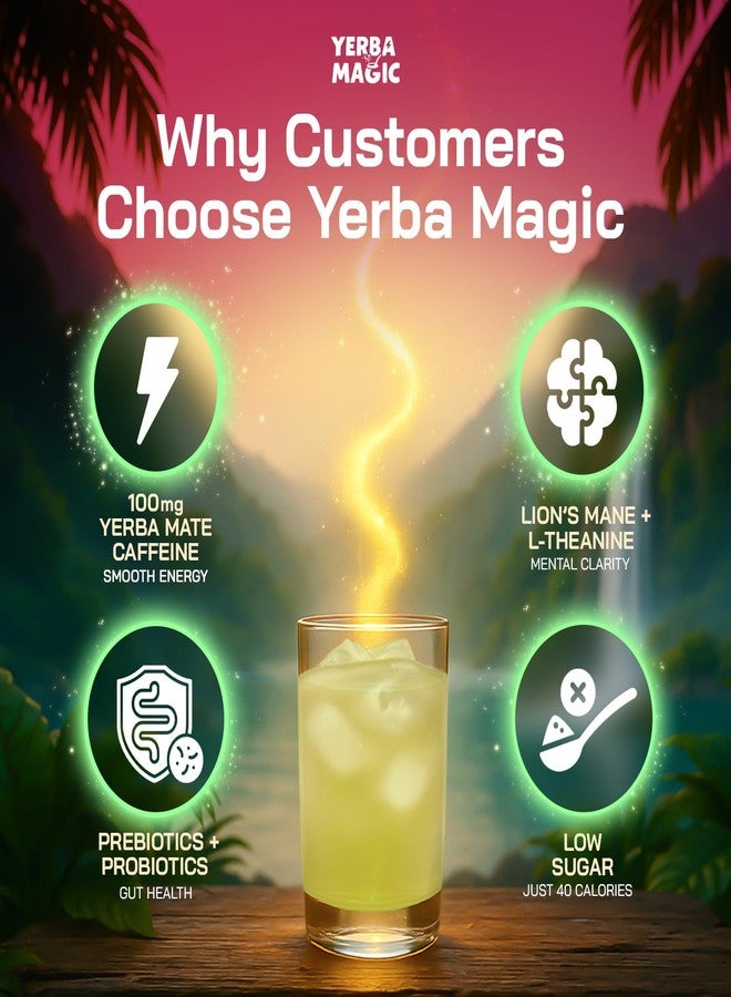 Brainista Instant Yerba Mate Powder Tea, Super 3-in-1 Drink: Clean Energy, Clears Mental Fog, and Improves Gut Health with Nootropics, Prebiotics, and Probiotics | - Image 2