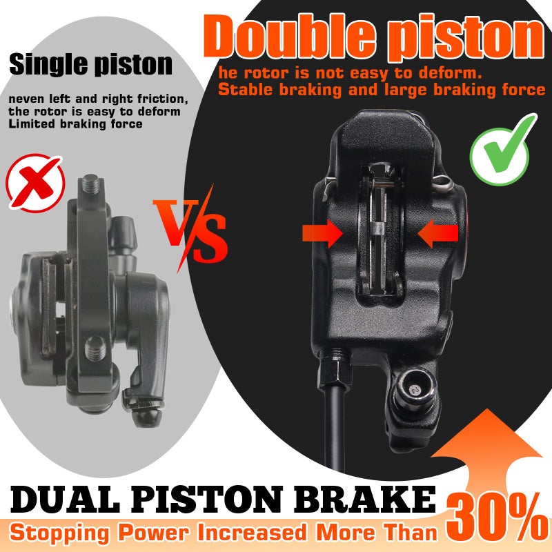 BUCKLOS Zoom MTB Hydraulic Disc Brakes Set, Left Front 800mm Right Rear 1450mm Mountain Bike Hydraulic Brake Aluminum Alloy Levers with Dual Piston Calipers PM/is Adapter - Image 2