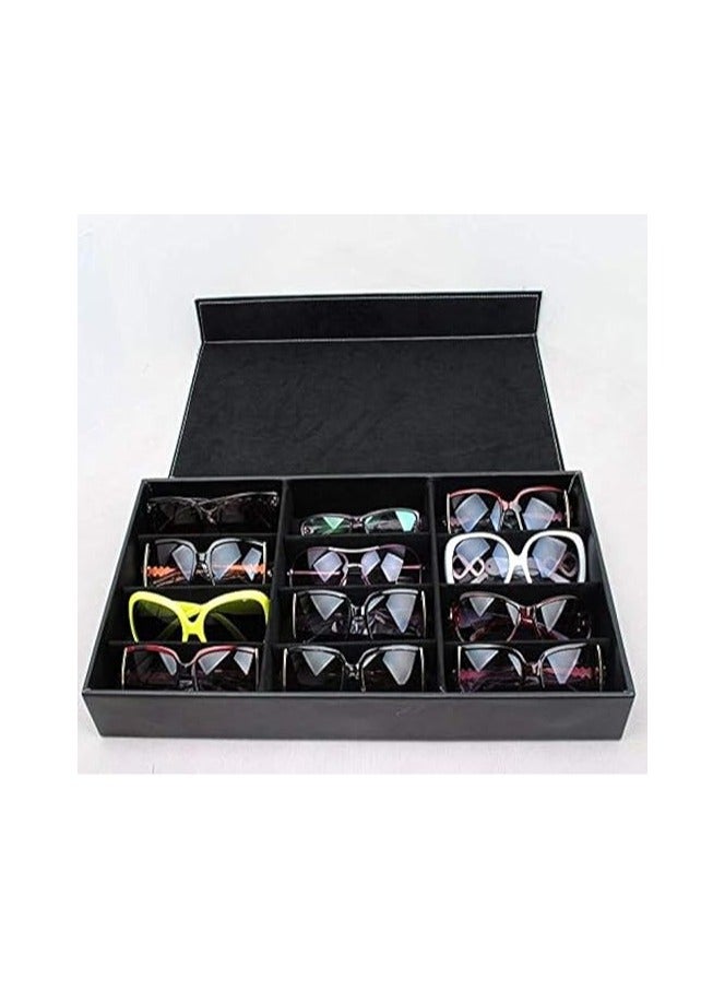 PU leather sunglasses storage box for 12 glasses 001-2 black - Image 1