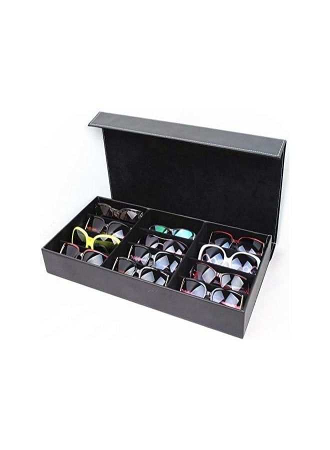 PU leather sunglasses storage box for 12 glasses 001-2 black - Image 2