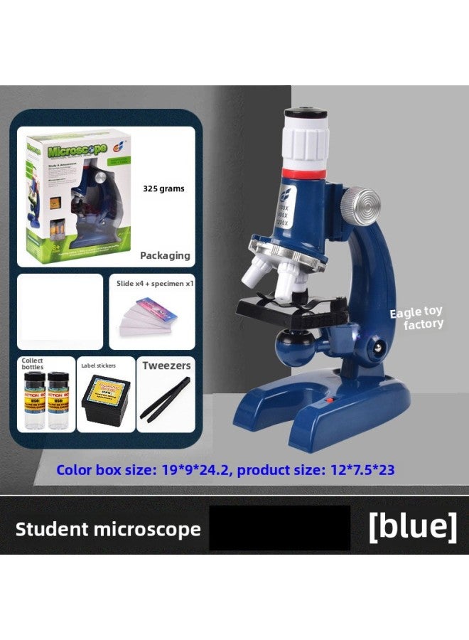 Children's Puzzle Early Education Simulation Biology Science Primary School Students' Laboratory Special High Definition Puzzle Microscope Toy-Color:Blue Microscope  - Image 1