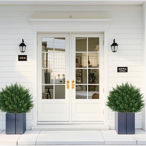 EverNature 2Pack Artificial Cedar Topiary Ball Trees 16 UV Resistant Fake Evergreen Shrubs Bushes Plants with Ground Spike Fake Plants for Outdoor Indoor Front Porch Garden - Image 3