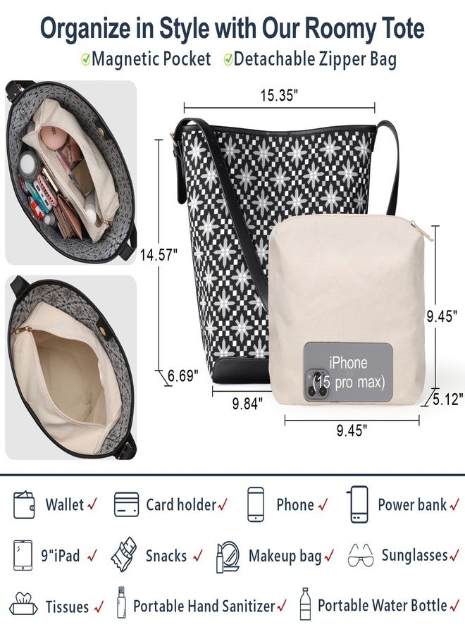 PACKISM Shoulder Bag for Women - Snowflake Pattern Fashion Women Hobo Bag, Large Capacity Boho Bags for Travel Everyday Use Shopping, as Gift for Mother Teacher Friend (Black, Large) - Image 3