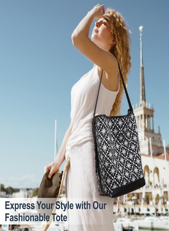 PACKISM Shoulder Bag for Women - Snowflake Pattern Fashion Women Hobo Bag, Large Capacity Boho Bags for Travel Everyday Use Shopping, as Gift for Mother Teacher Friend (Black, Large) - Image 2