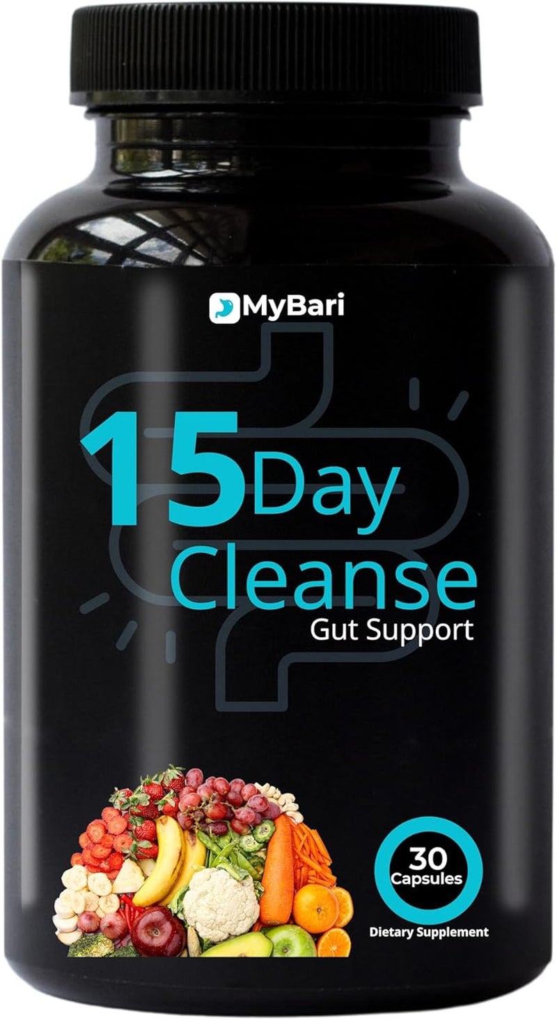 Mybari 15 Day Cleanse  Gut and Colon Support  Advanced Gut Cleanse Detox for Women  Men with Senna Cascara Sagrada  Psyllium Husk  NonGMO  Made in USA  30 Capsules - Image 1
