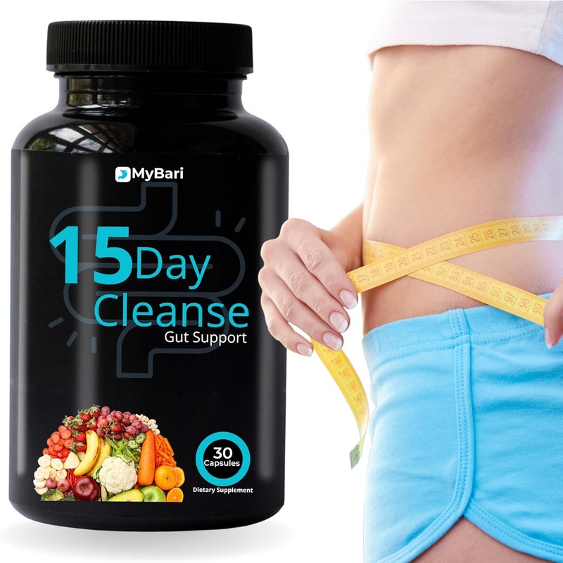 Mybari 15 Day Cleanse  Gut and Colon Support  Advanced Gut Cleanse Detox for Women  Men with Senna Cascara Sagrada  Psyllium Husk  NonGMO  Made in USA  30 Capsules - Image 3