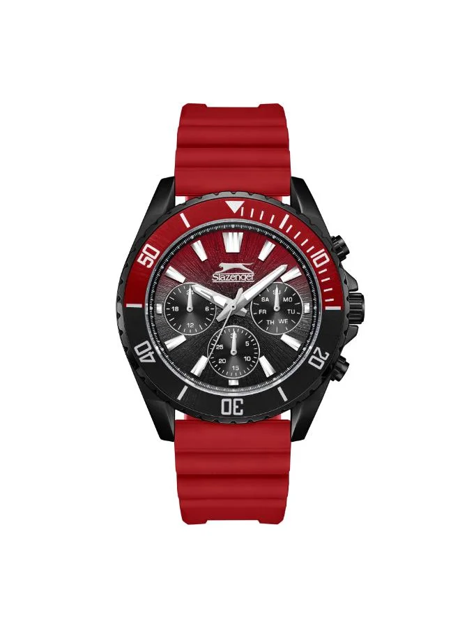 Slazenger Men's Multifunction Display Watch With Red Silicone Strap - SL.9.2274.2.07