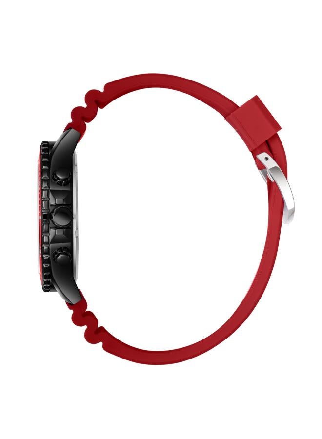 سلازنجر ساعة سلازينجر رجالي بقرص فولاذي أحمر وأسود وسوار سيليكون - Image 3