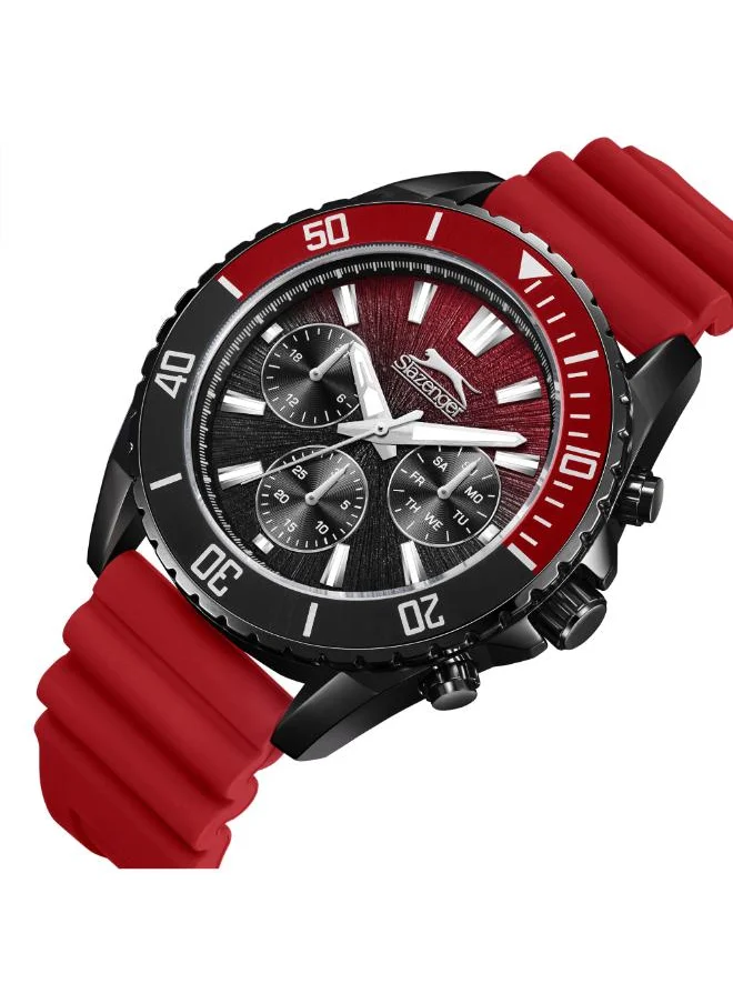 Slazenger Men's Multifunction Display Watch With Red Silicone Strap - SL.9.2274.2.07