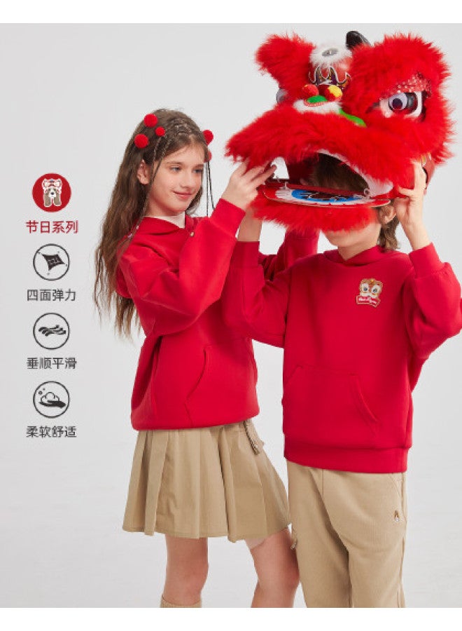 Hush Puppies Holiday Series Jinbao Lion Dance Hooded Sweatshirt New Year Outfit Boys Girls Spring Autumn Children's Sportswear Student - Image 1