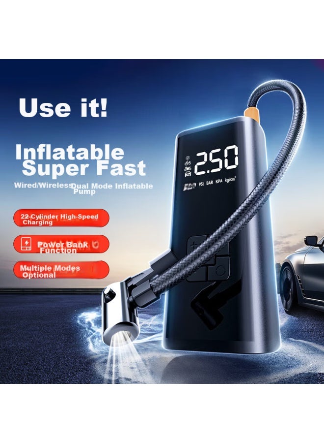 helloleiboo oleiboo Car Air Pump, Electric Tire Inflator, Car Tire Pump, Bicycle Tire Pressure Monitor, Wireless Air Inflator - Image 1