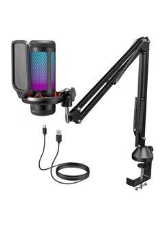 TONOR Micro PC Gaming RGB, USB Microphone Condenser Professional Mic With Arm Support For Streaming, Recording, YouTube Discord Gaming, Voice-Over For Computer Laptop Mac TC310+  - Image 1