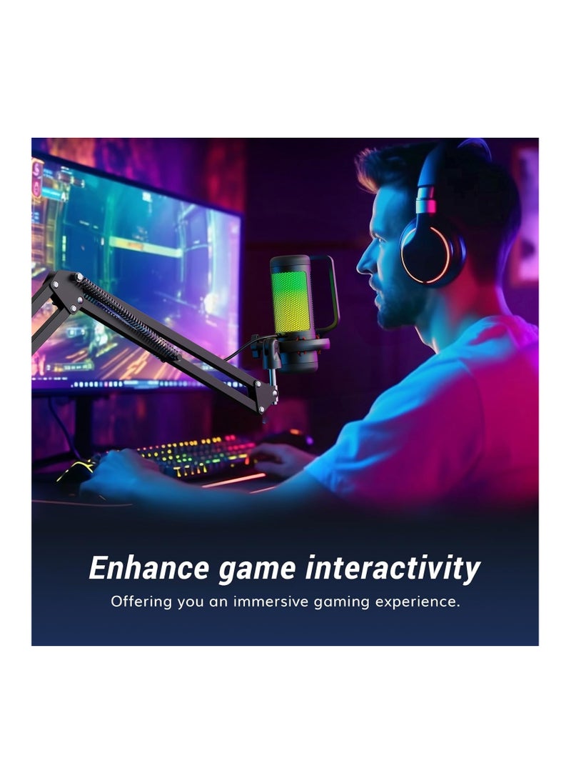 TONOR - Micro PC Gaming RGB, USB Microphone Condenser Professional Mic With Arm Support For Streaming, Recording, YouTube Discord Gaming, Voice-Over For Computer Laptop Mac TC310+ - Image 1