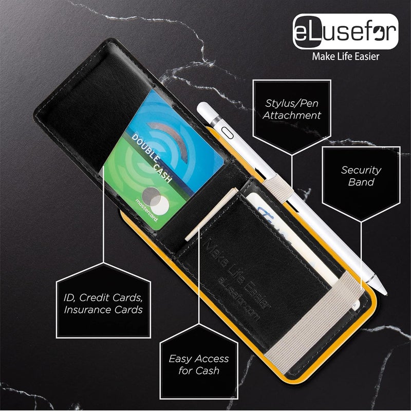 eLusefor Stick-On Phone Wallet & Card Holder for Back of iPhone or Android Case - Black - Image 3