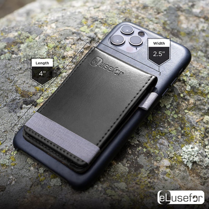 eLusefor Stick-On Phone Wallet & Card Holder for Back of iPhone or Android Case - Black - Image 4