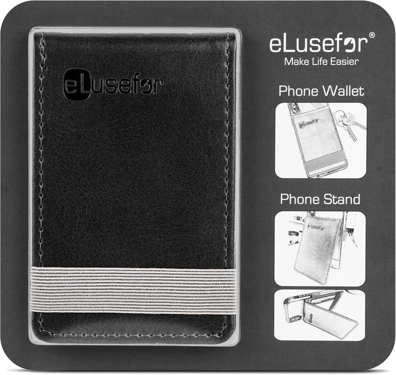 eLusefor Stick-On Phone Wallet & Card Holder for Back of iPhone or Android Case - Black - Image 2