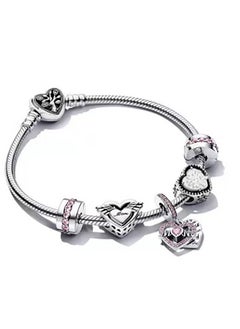 Pandora Violet Jewelry Double Heart Open Pendant Bracelet  - Image 3