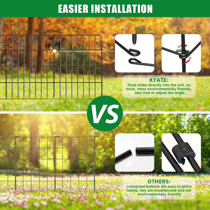 KYATE 30 Pack Decorative Garden Fence Total 32.5ft (L) x 24in High 1.44" Gap Metal Wire Rustproof Small Animal Barrier Fence Easy Assembly Patio Yard Seedlings Protection Fencing Border Black - Image 4