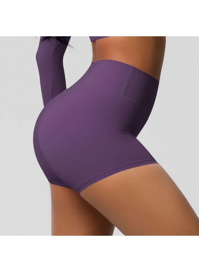 شورت يوغا نسائي بخصر مرتفع ورفع للمؤخرة، درزة داخلية 3 بوصات، بفرشاة مزدوجة للجري واللياقة البدنية - Image 1
