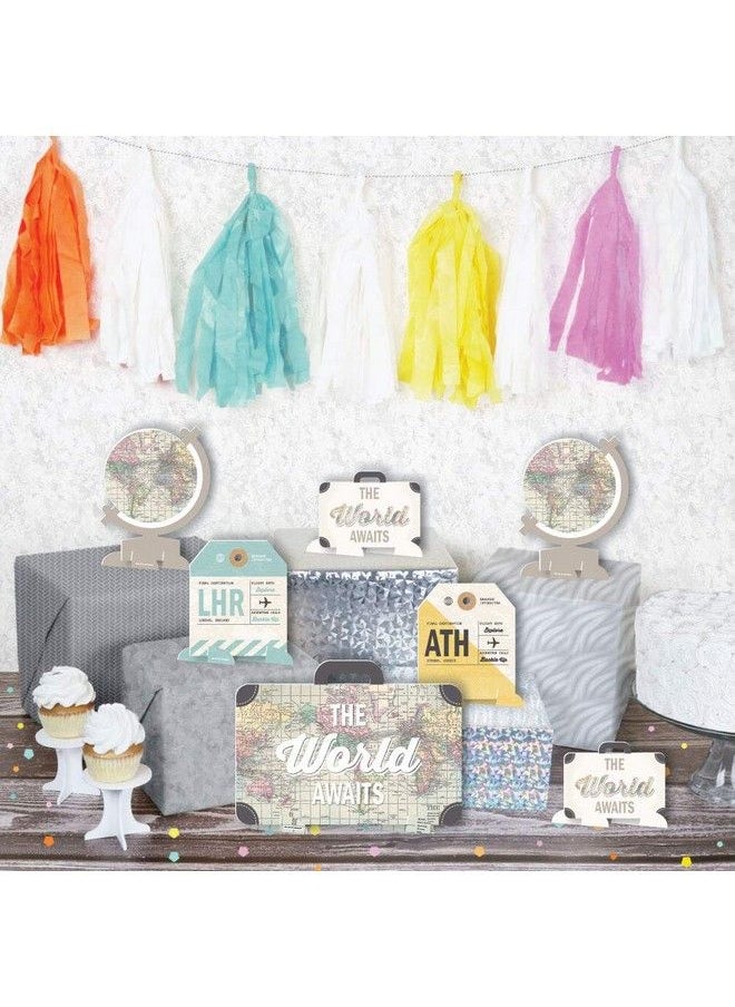 Big Dot of Happiness World Awaits Travel Themed Party Centerpiece Table Decorations Tabletop Standups 7 Pieces  - Image 4