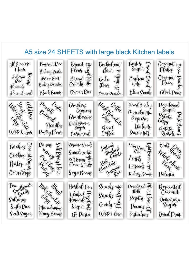 Premify 106 Kitchen Labels, Cursive Large Pantry Labels – Labels for Jars, 106 Spice/Food Label Sticker, Waterproof Script Jar Labels, Kitchen Organizing Stickers for Glass Cups Containers Bins - Image 3