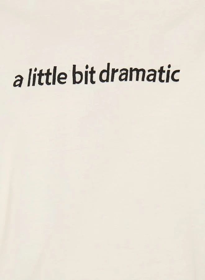 Styli Embroidered Slogan Round Neck T-Shirt