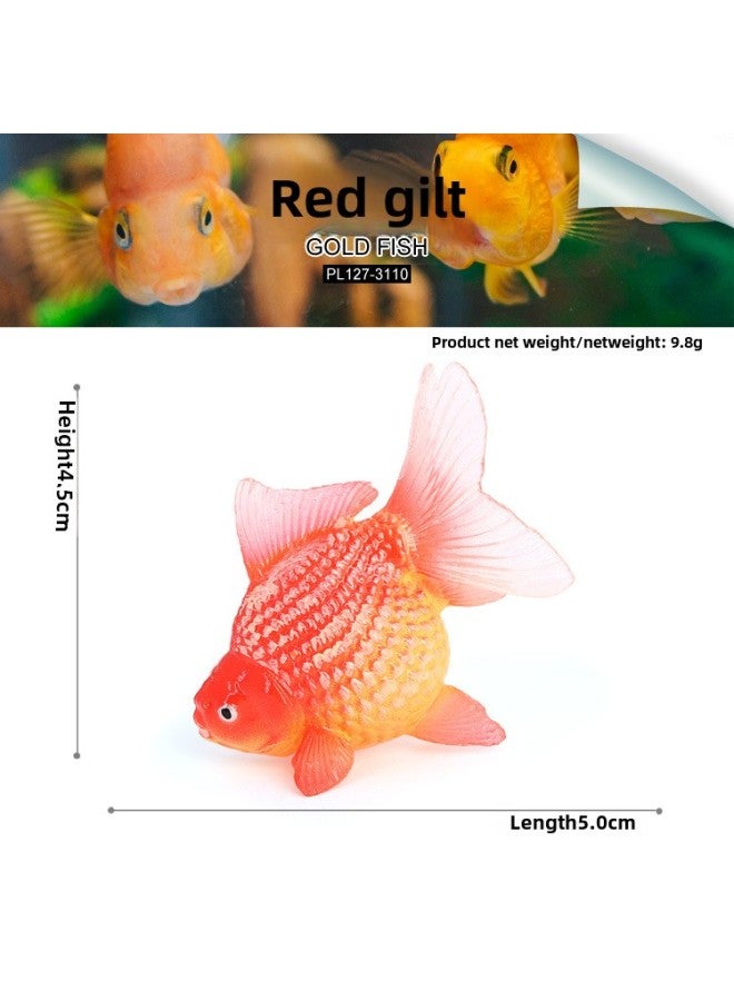 Children's Cognitive Simulation Goldfish Solid Marine Animal Model Crane Top Red Blister Eye Fish Tank Ornaments Bath Toys-Color:PL127-3110 Red Gilt - Image 1