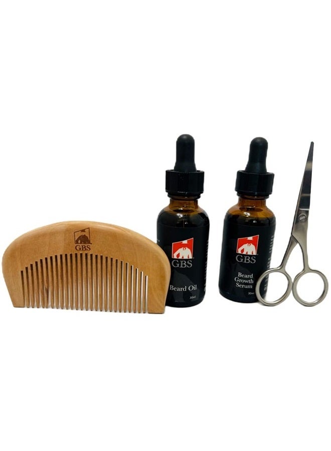 G.B.S Natural Wood Beard Comb For Men Facial Hair For Grooming, Citrus Scented Conditioning Anti Dandruff Beard Oil 30ml Citrus Scented Beard Growth Serum For Men With Patchy Facial Growth 30ml