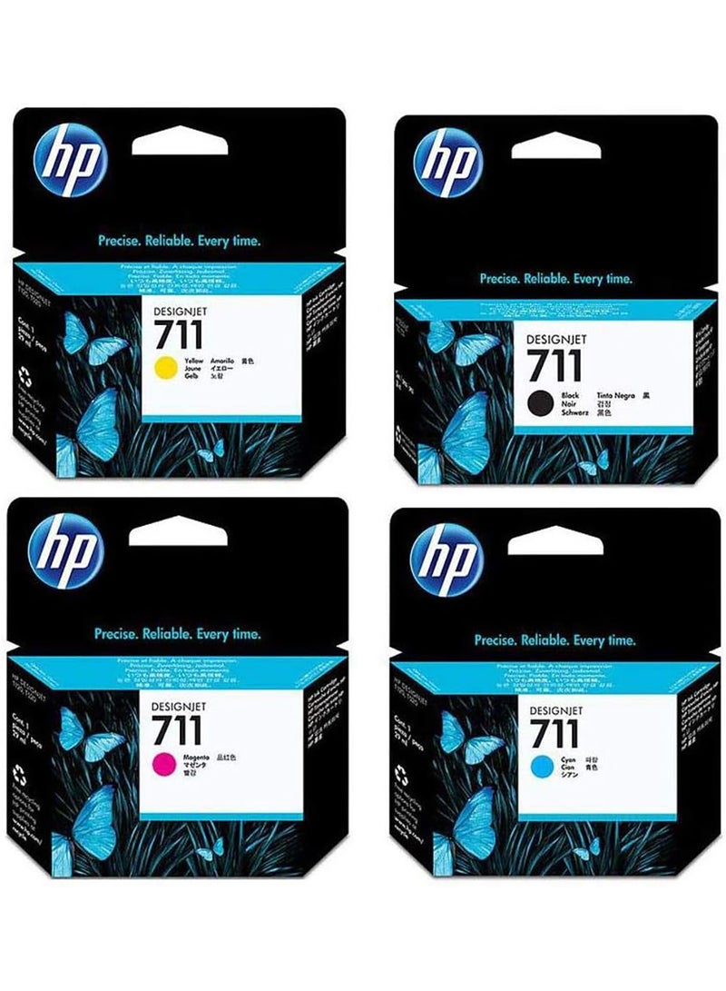 HP 711 Ink Cartridge Bundle Consists of 711 38-ML Black Ink Cartridge, P 711 29-ML Cyan Ink Cartridge, P 711 29-ML Magenta Ink Cartridge, P 711 29-ML Yellow Ink Cartridge Black/Cyan/Magenta/Yellow - Image 1