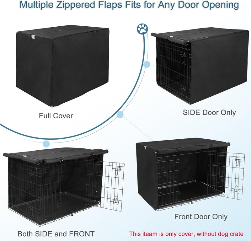 Deblue Durable Medium Dog Crate Cover, Windproof Dog Kennel Covers Fit 30 inch Wire Crate Cover Black- - (30 inches, Black) - Image 5