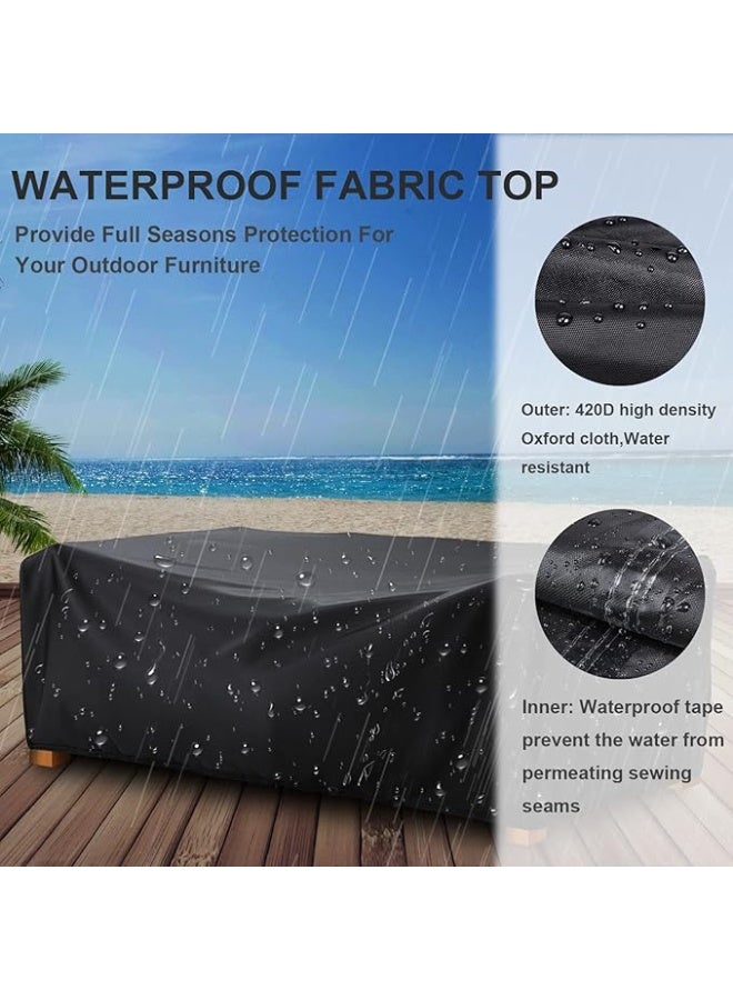 Garden Furniture Cover Waterproof Heavy Duty 420D Oxford Fabric 250x200x90cm Rectangular Garden Table Covers Patio Table Cover Waterproof Anti-UV Rattan Furniture Covers for Furniture Sets - Image 3
