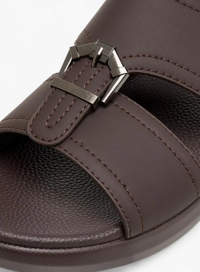 LBL By Shoexpress TAN Buckle Detail Slip-On Comfort Sandals for Men | Best Price UAE