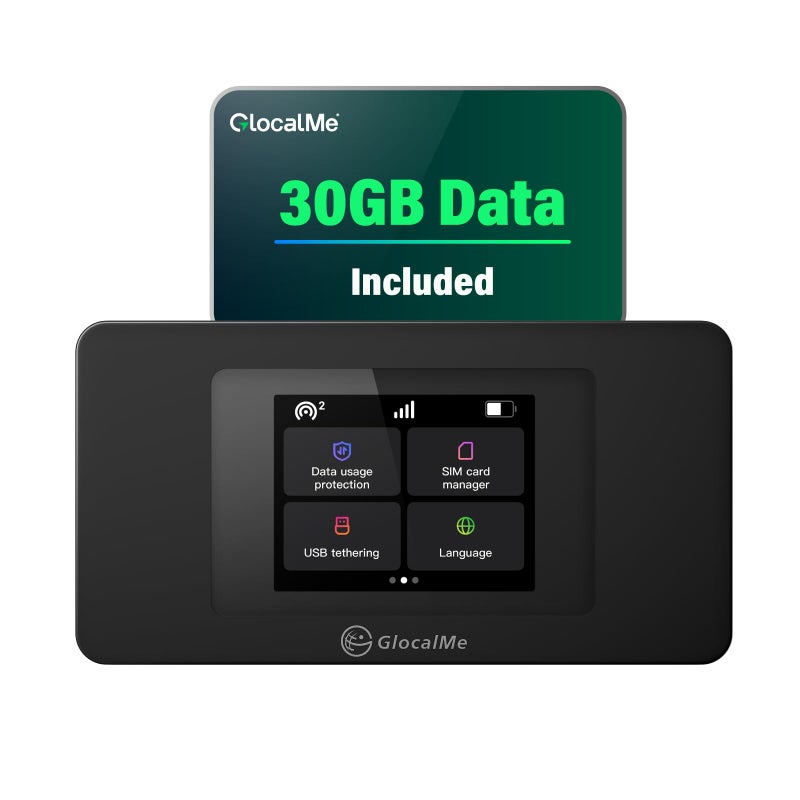 GlocalMe DuoTurbo 4G Mobile Hotspot Device with 30GB US/CA/MX Data 60 Days, Portable WiFi Hotspot for Travel in 200+ Countries, SIMFREE and Dual Modem, 10 Devices Connected(DuoTurbo with 30GB) - Image 1