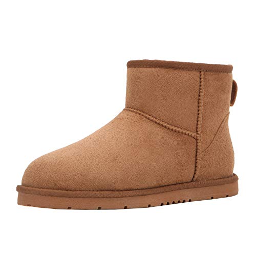 CLPPLI Womens Classic Mini Winter Snow Boots Tan 8