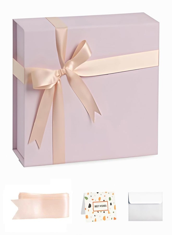 CHARMGIFTBOX Pink Gift Box, 11x8x4 Inches Large Gift Boxes with Magnetic Closure Lid, Card/Ribbon for Birthday Party, Holiday, Mother's Day, Bridesmaid Proposal, Bridal Gifts, Weddings - Image 1