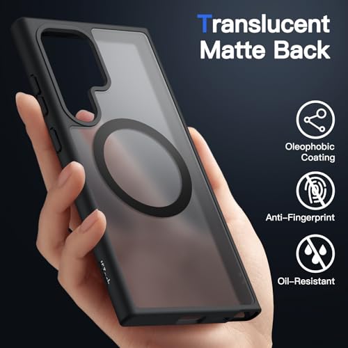 JETech Magnetic Case for Samsung Galaxy S24 Ultra 5G, Compatible with MagSafe, Translucent Matte Back Shockproof Phone Cover (Black) - Image 4