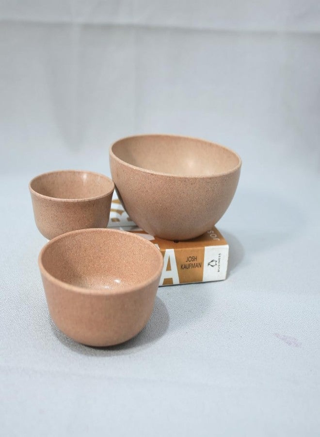 Pacing Grass Earth Friendly Bamboo Fibre Bowl Set of 3 Combo | (750ml), (300ml), (200ml) | Unbreakable | Microwave Safe Bowl | Soup Bowl | Dishwaser Safe | Serving Bowls | Dinner Bowls - Image 1