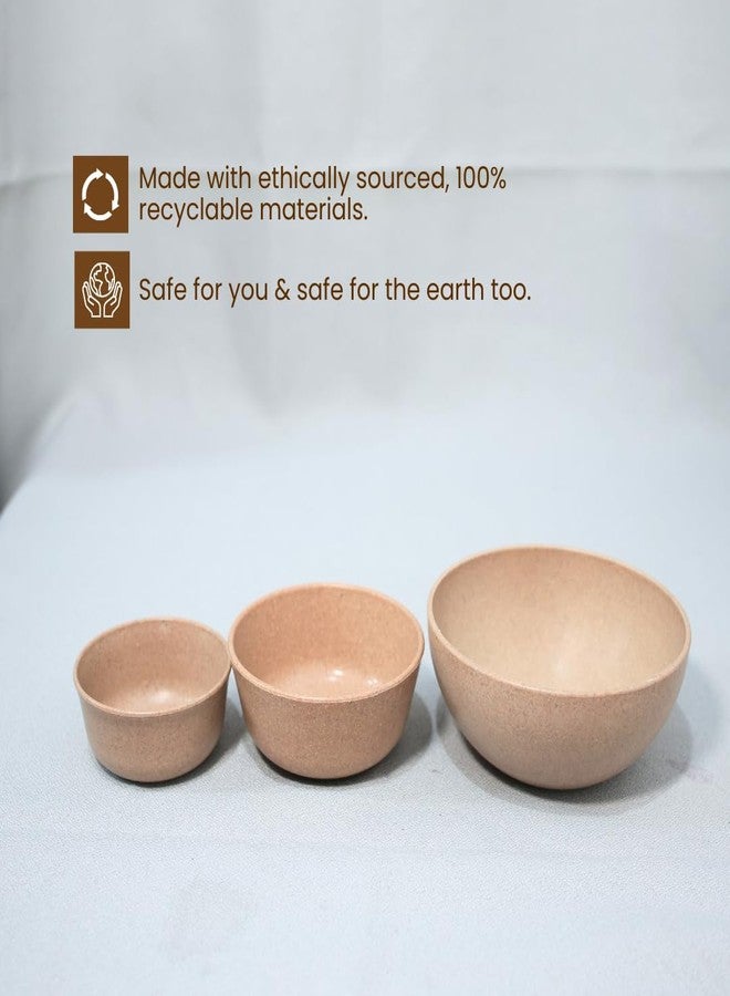 Pacing Grass Earth Friendly Bamboo Fibre Bowl Set of 3 Combo | (750ml), (300ml), (200ml) | Unbreakable | Microwave Safe Bowl | Soup Bowl | Dishwaser Safe | Serving Bowls | Dinner Bowls - Image 5