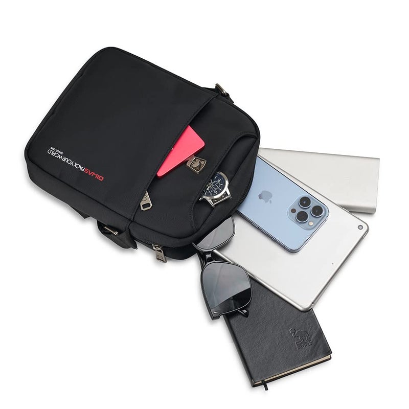 OIWAS Crossbody Bags for Men Messenger Shoulder Bag, Nylon Travel Purse Sling Women satchel for work Business (black) - Image 2